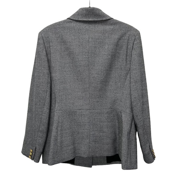 Escada Grey Herringbone Wool Button Front Jacket Womens 44 US 14 - Picture 8 of 8